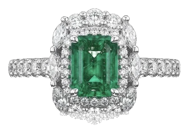 Bague sertie de l'émeraude